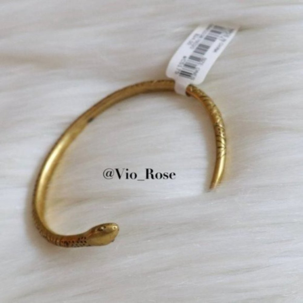 NEW Madewell Gold Snake Bracelet Cuff Brass Open End Bohemian Boho - Picture 4 of 5